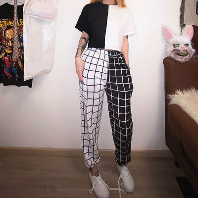 Pantalon Coréen Jogging Noir & Blanc