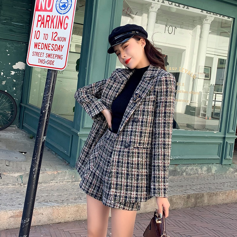 Tailleur Plaid Haute Qualité