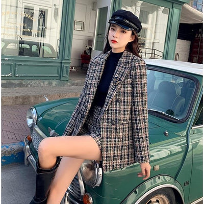 Tailleur Plaid Haute Qualité