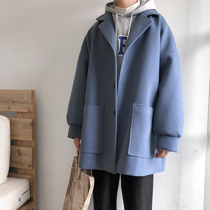 Manteau sweat coréen bleu