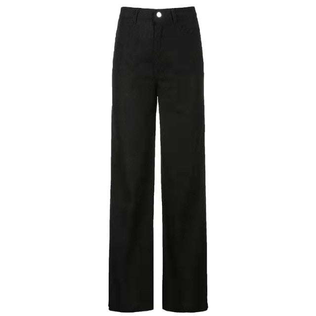 Pantalon velours taille haute noir