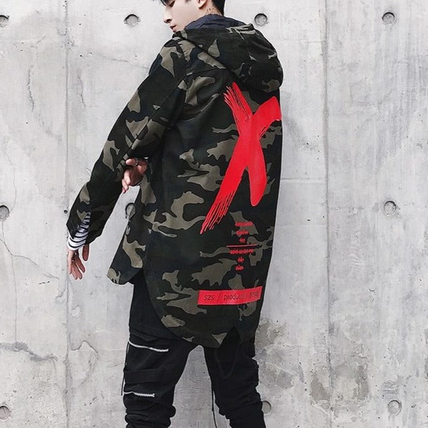 Manteau camouflage X rouge