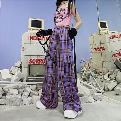 Tenue punk plaid violette