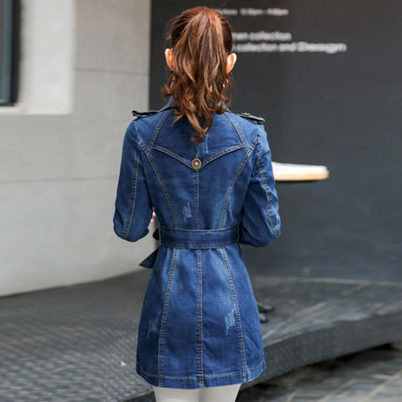 Trench coréen en jeans bleu