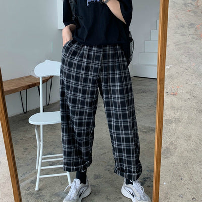 Pantalon large plaid