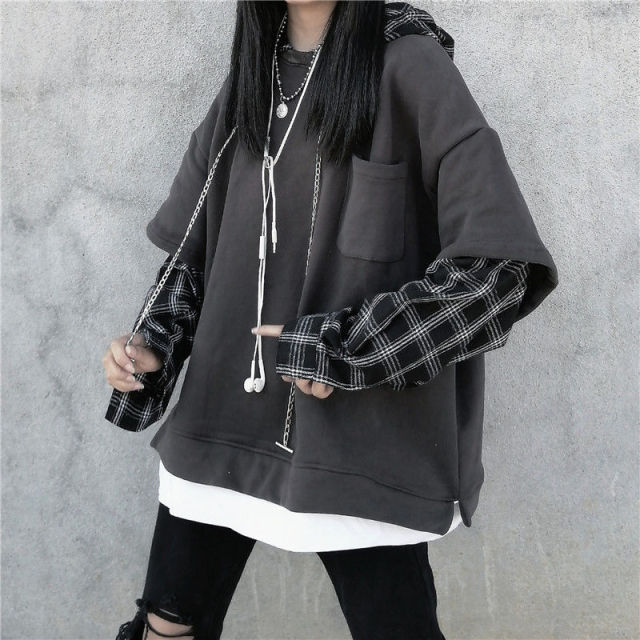 Sweat plaid gris gothique