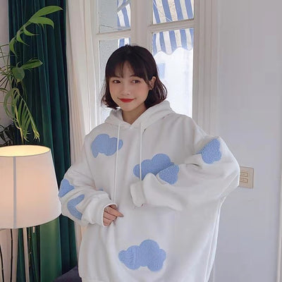 Sweat à capuche nuages - KoreanxWear