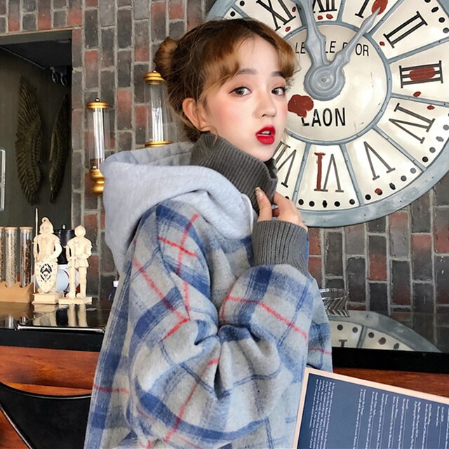 Sweat coréen mixte plaid - KoreanxWear