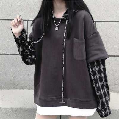 Sweat gris plaid gothique